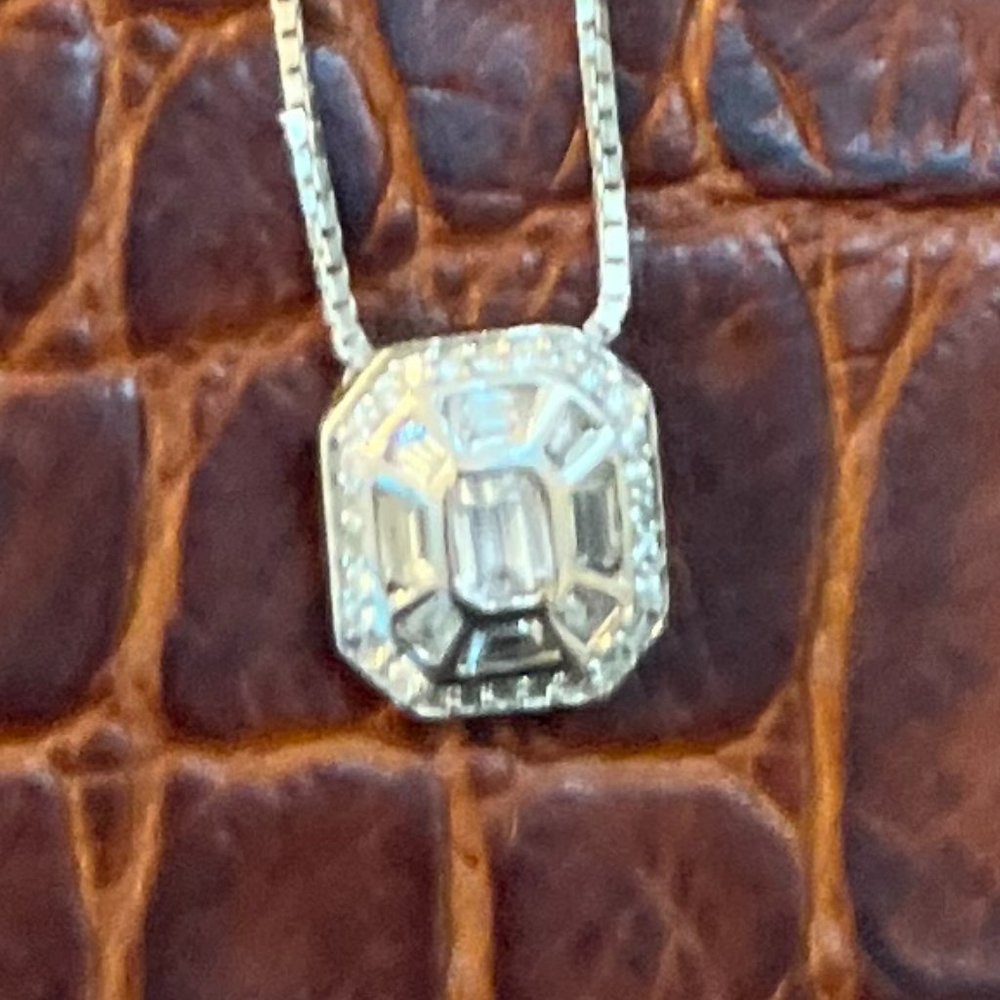 Sterling Silver, Square CZ  20 inch necklace